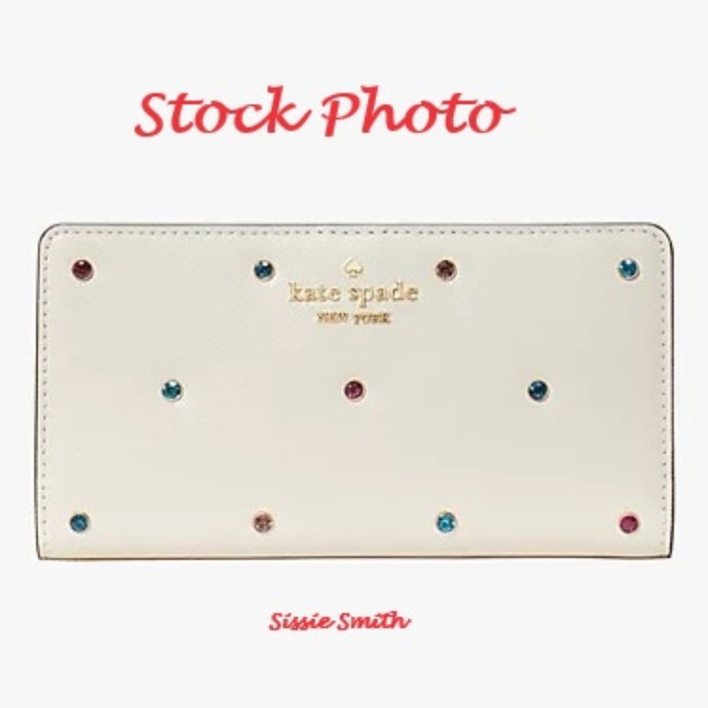 ♠️ Kate Spade ♠️ Large Meringue Studded Madison Bifold Wallet - Picture 5 of 7